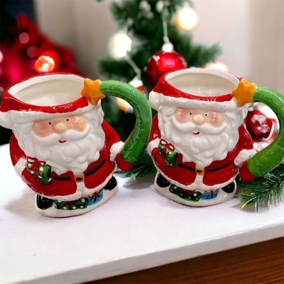 Pier 1 l Santa Mug l Set of 2 l Snowman (Set of 2 ) available l EUC - Picture 1 of 8